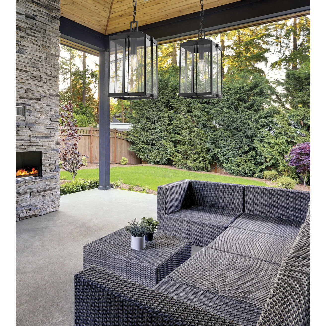 Oakland 1 Light 10.5 inch Powder Coated Black Outdoor Hanging Lantern